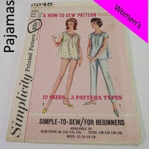 simplicity 5548 EASY night shirt, shorts, pants sewing pattern